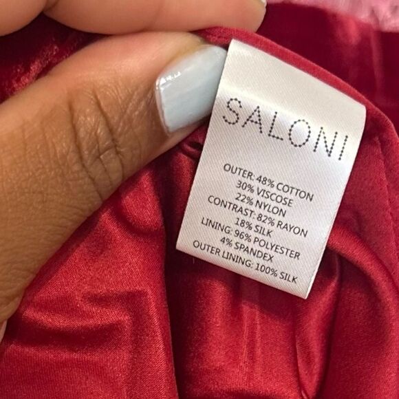 Saloni Wallis Velvet Dress Size Pink Red Size 2 - Picture 8 of 12